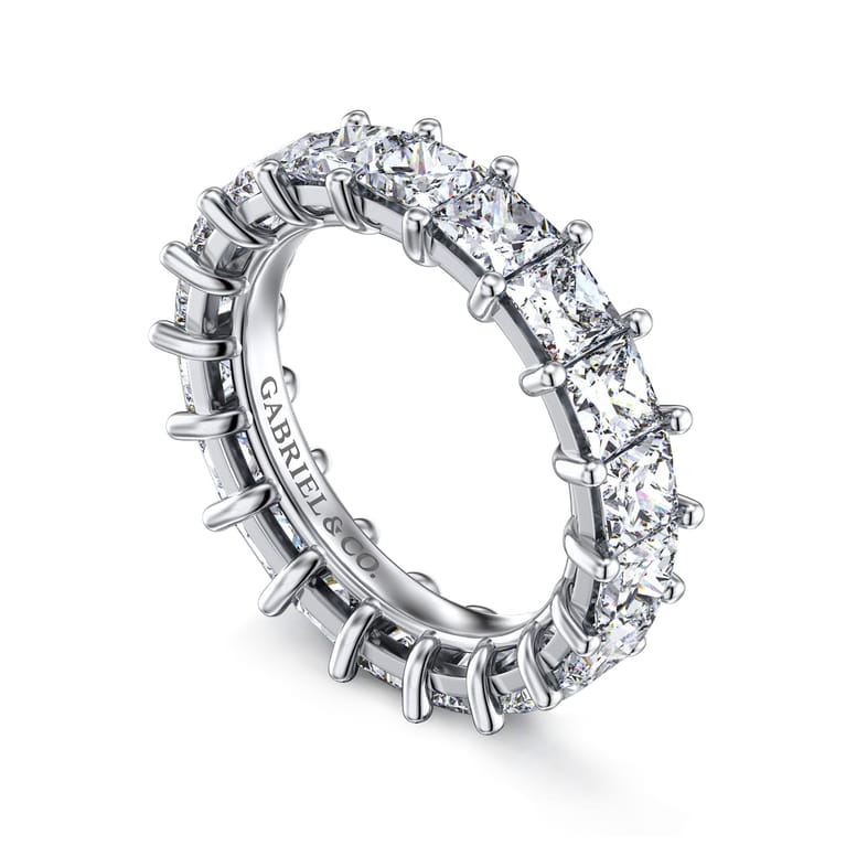 Eternity Band Wedding Ring in 14k White Gold with Princess Cut Natural Diamond at Gabriel & Co. - Shot 3