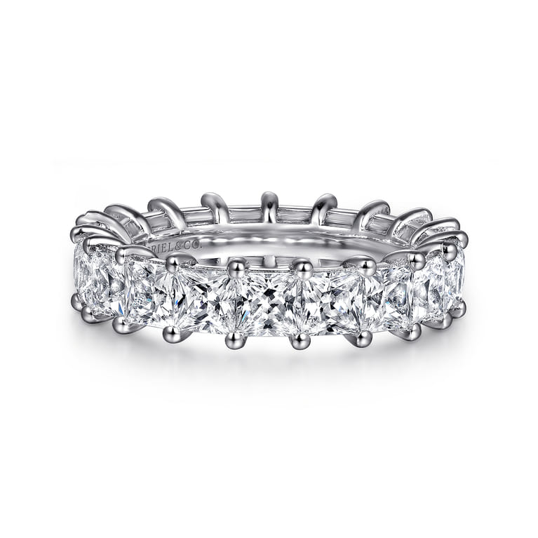 Eternity Band Wedding Ring in 14k White Gold with Princess Cut Natural Diamond at Gabriel & Co. - Shot 1