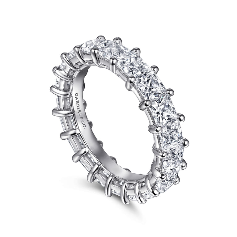 Eternity Band Wedding Ring in 14k White Gold with Princess Cut Natural Diamond at Gabriel & Co. - Shot 3