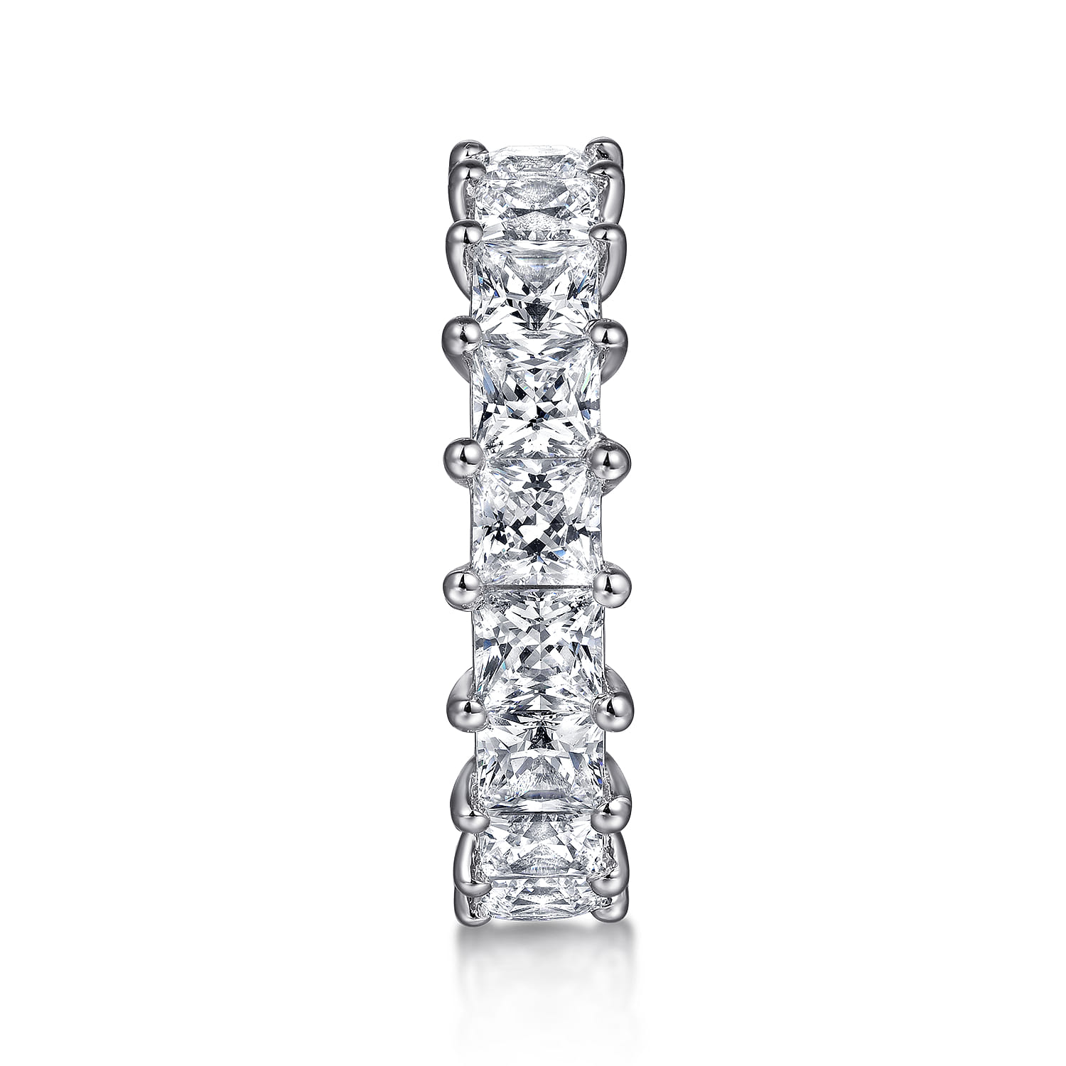 Eternity Band Wedding Ring in 14k White Gold with Princess Cut Natural Diamond at Gabriel & Co. - Shot 4
