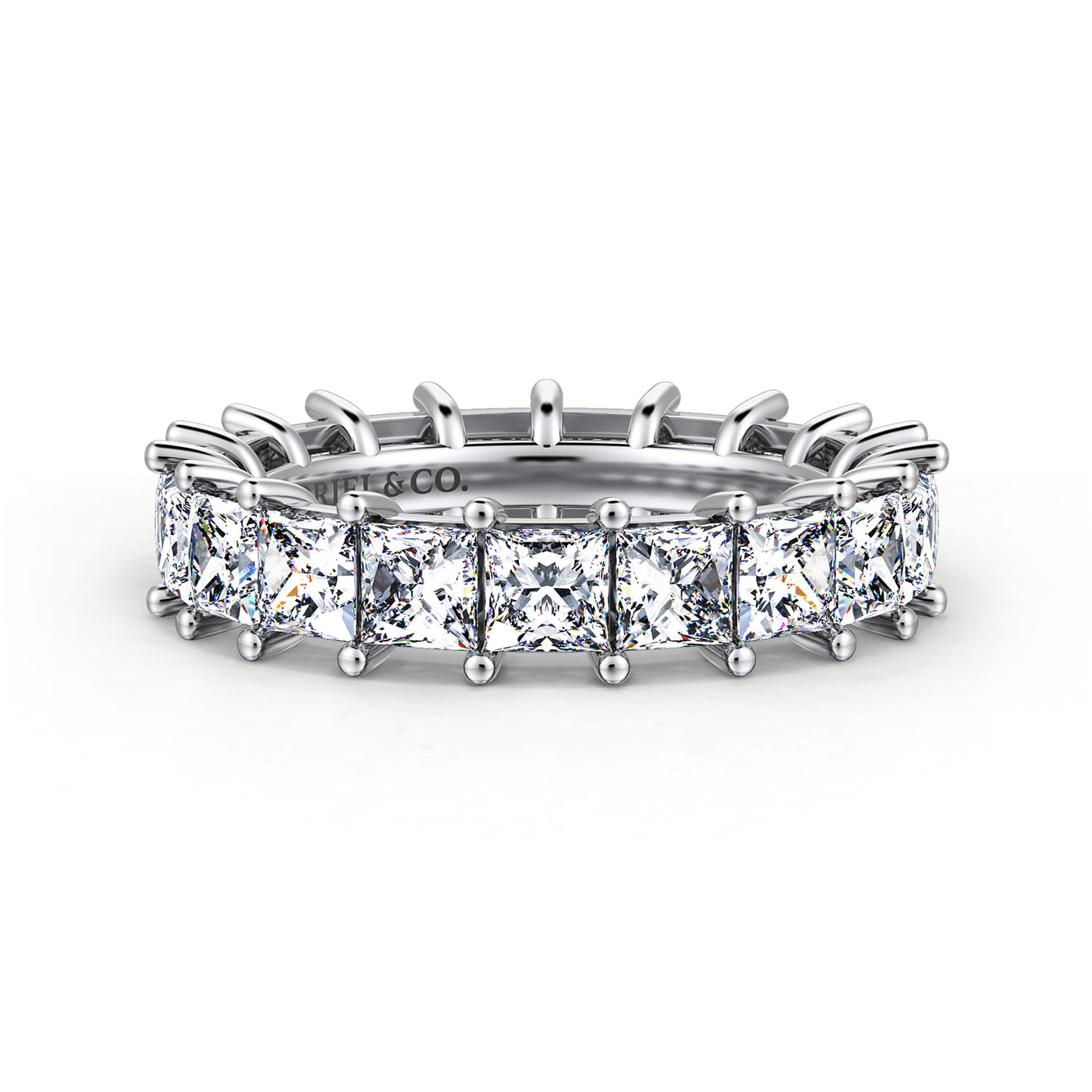 Eternity Band Wedding Ring in 14k White Gold with Princess Cut Natural Diamond at Gabriel & Co. - Shot 1