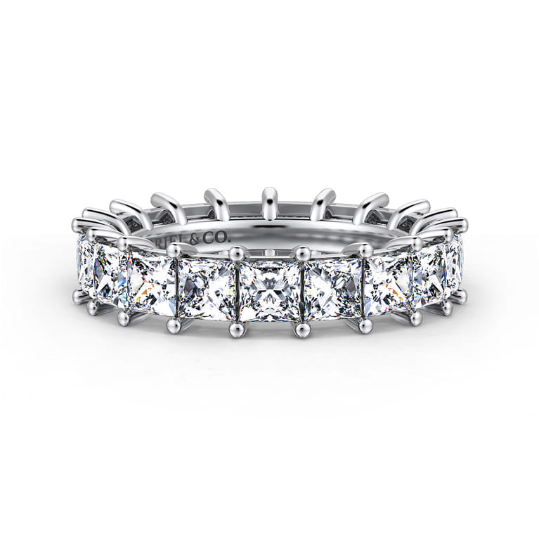 Eternity Band Wedding Ring in 14k White Gold with Princess Cut Natural Diamond at Gabriel & Co. - Shot 1