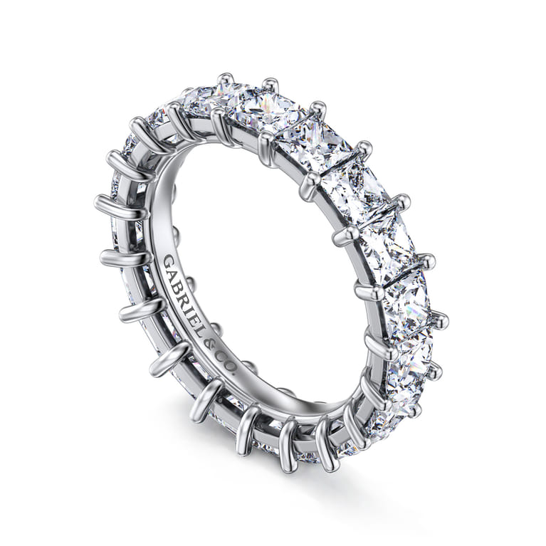 Eternity Band Wedding Ring in 14k White Gold with Princess Cut Natural Diamond at Gabriel & Co. - Shot 3