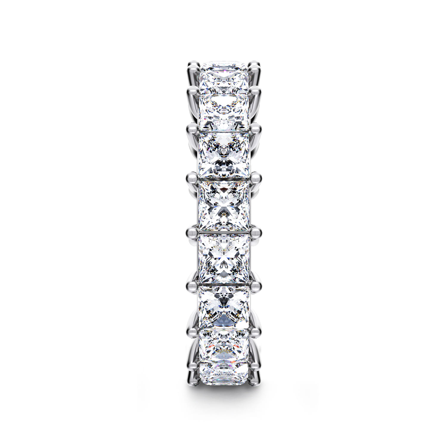 Eternity Band Wedding Ring in 14k White Gold with Princess Cut Natural Diamond at Gabriel & Co. - Shot 4