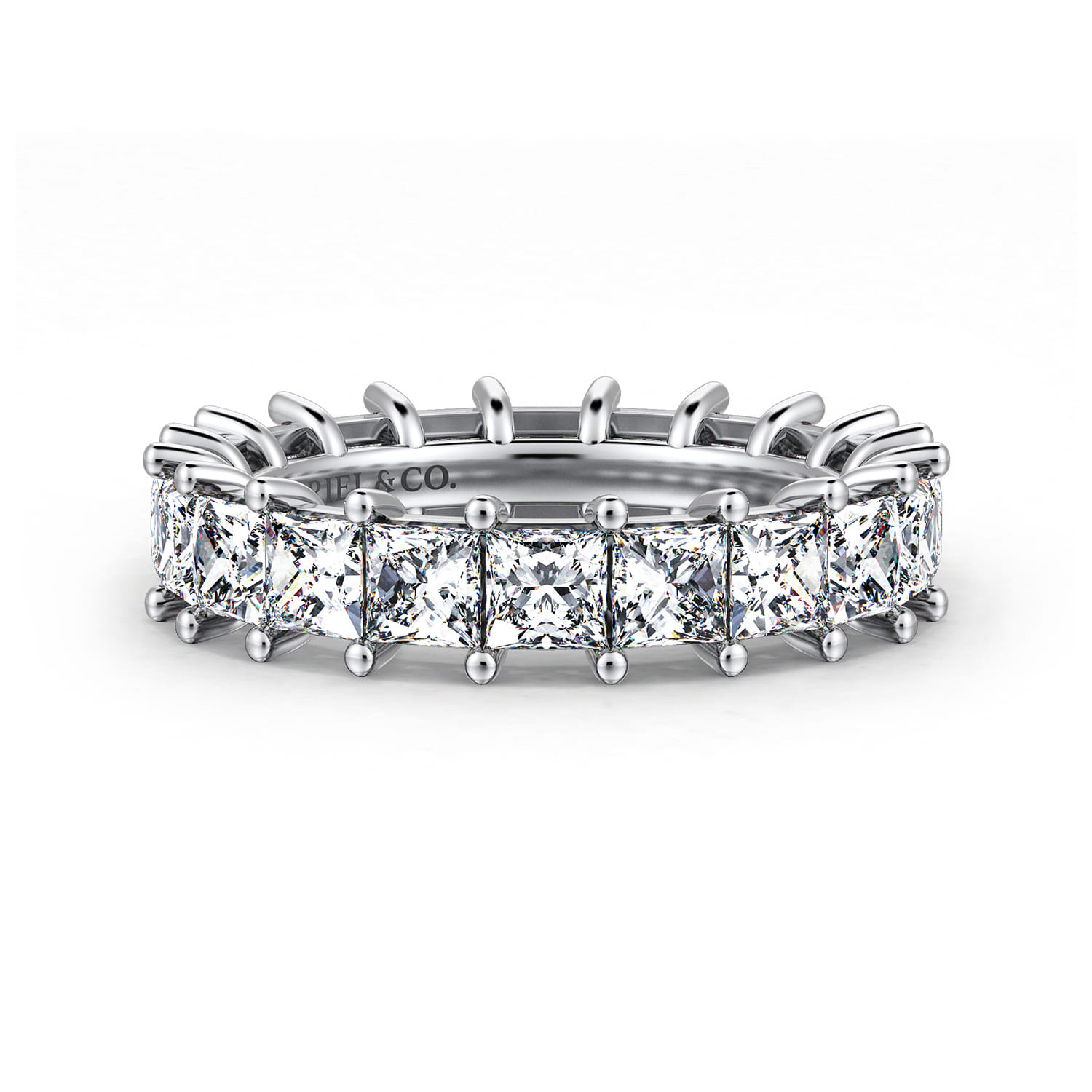 Eternity Band Wedding Ring in 14k White Gold with Princess Cut Natural Diamond at Gabriel & Co. - Shot 1