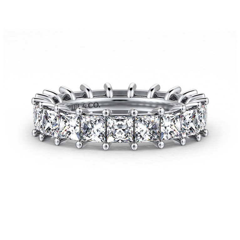 Eternity Band Wedding Ring in 14k White Gold with Princess Cut Natural Diamond at Gabriel & Co. - Shot 1