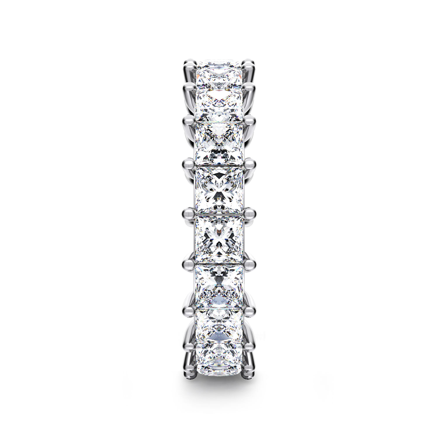 Eternity Band Wedding Ring in 14k White Gold with Princess Cut Natural Diamond at Gabriel & Co. - Shot 4