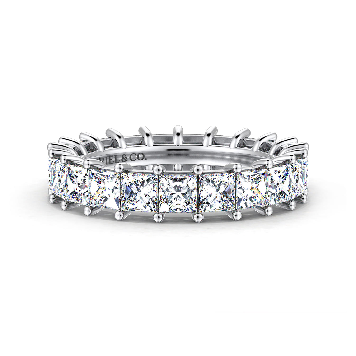 Eternity Band Wedding Ring in 14k White Gold with Princess Cut Natural Diamond at Gabriel & Co. - Shot 1