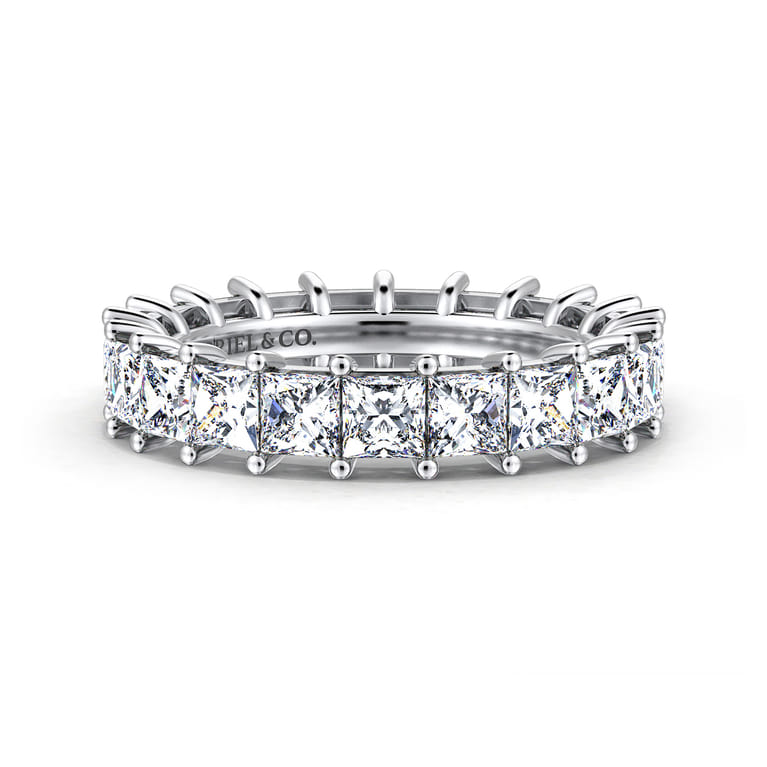Eternity Band Wedding Ring in 14k White Gold with Princess Cut Natural Diamond at Gabriel & Co. - Shot 1