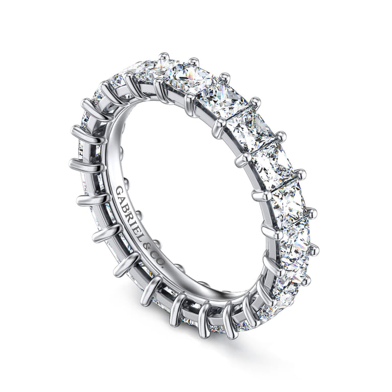 Eternity Band Wedding Ring in 14k White Gold with Princess Cut Natural Diamond at Gabriel & Co. - Shot 3