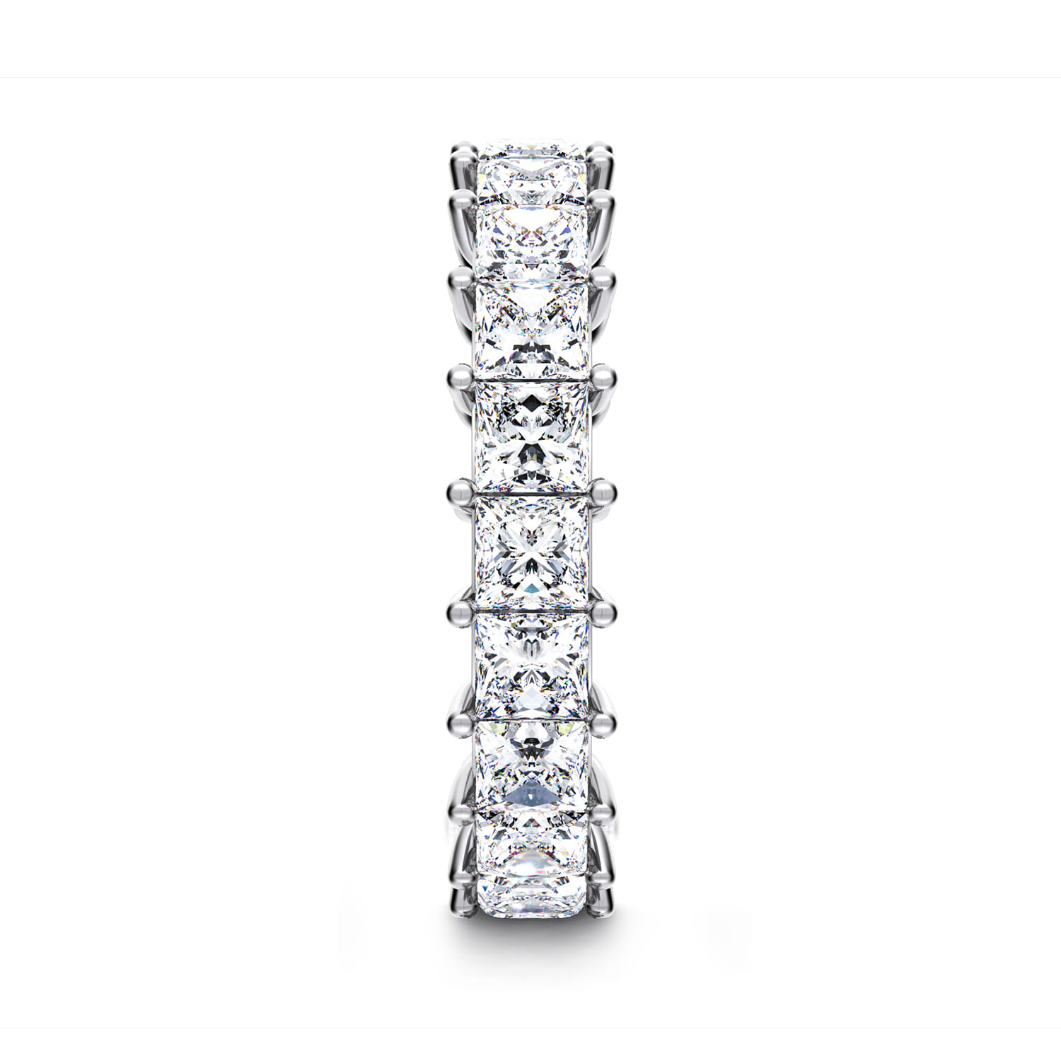 Eternity Band Wedding Ring in 14k White Gold with Princess Cut Natural Diamond at Gabriel & Co. - Shot 4