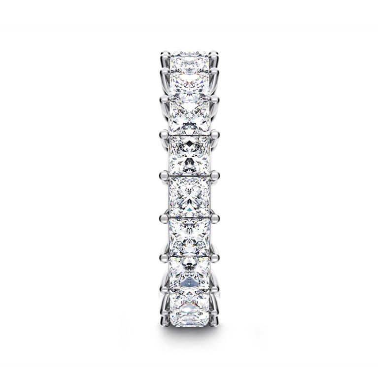 Eternity Band Wedding Ring in 14k White Gold with Princess Cut Natural Diamond at Gabriel & Co. - Shot 4
