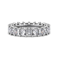 14K White Gold Princess Cut Shared Prong Diamond Eternity Band