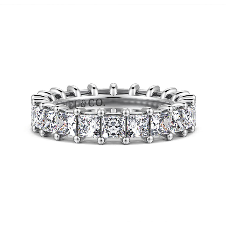 Eternity Band Wedding Ring in 14k White Gold with Princess Cut Natural Diamond at Gabriel & Co. - Shot 1