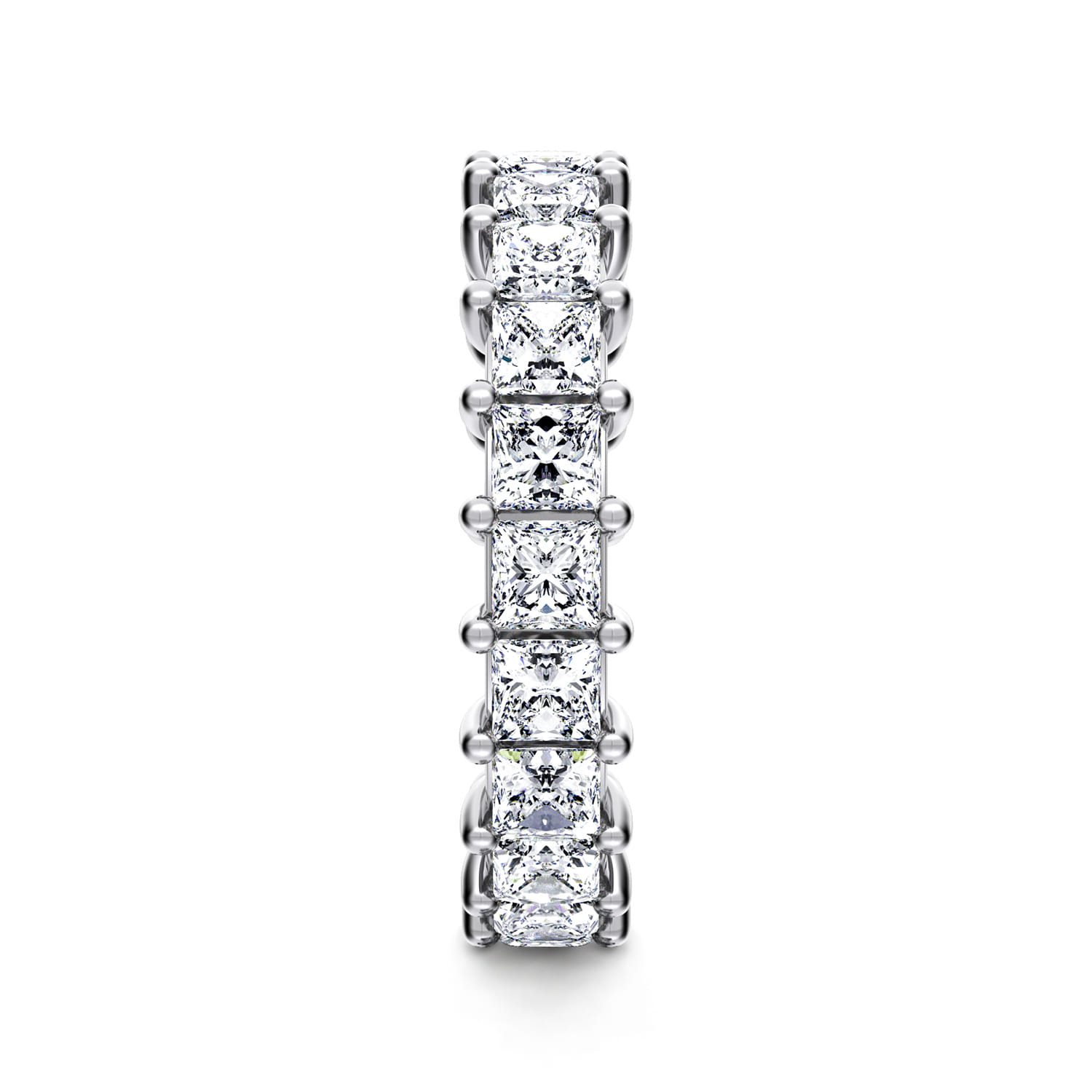 Eternity Band Wedding Ring in 14k White Gold with Princess Cut Natural Diamond at Gabriel & Co. - Shot 4