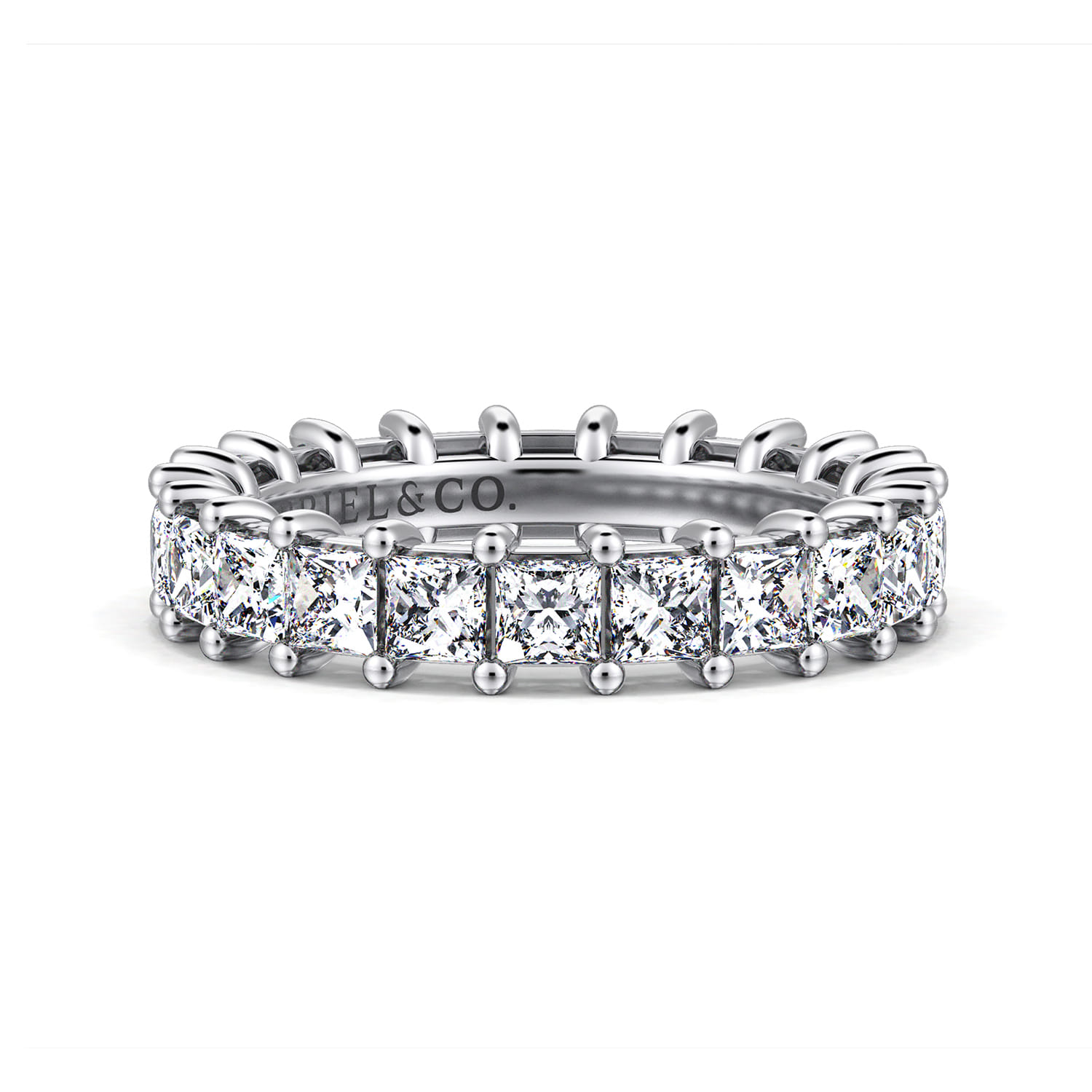 Eternity Band Wedding Ring in 14k White Gold with Princess Cut Natural Diamond at Gabriel & Co. - Shot 1