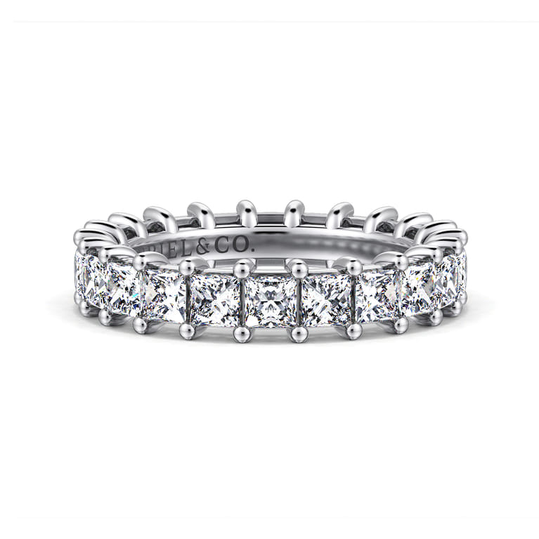 Eternity Band Wedding Ring in 14k White Gold with Princess Cut Natural Diamond at Gabriel & Co. - Shot 1