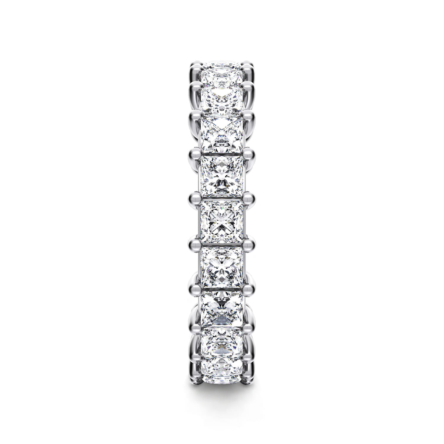 Eternity Band Wedding Ring in 14k White Gold with Princess Cut Natural Diamond at Gabriel & Co. - Shot 4