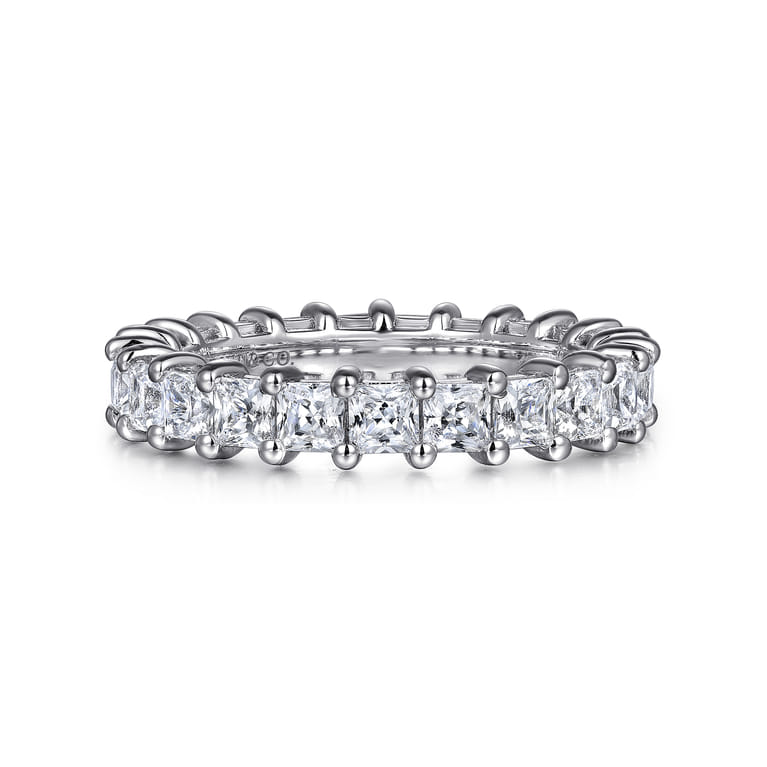 Eternity Band Wedding Ring in 14k White Gold with Princess Cut Natural Diamond at Gabriel & Co. - Shot 1