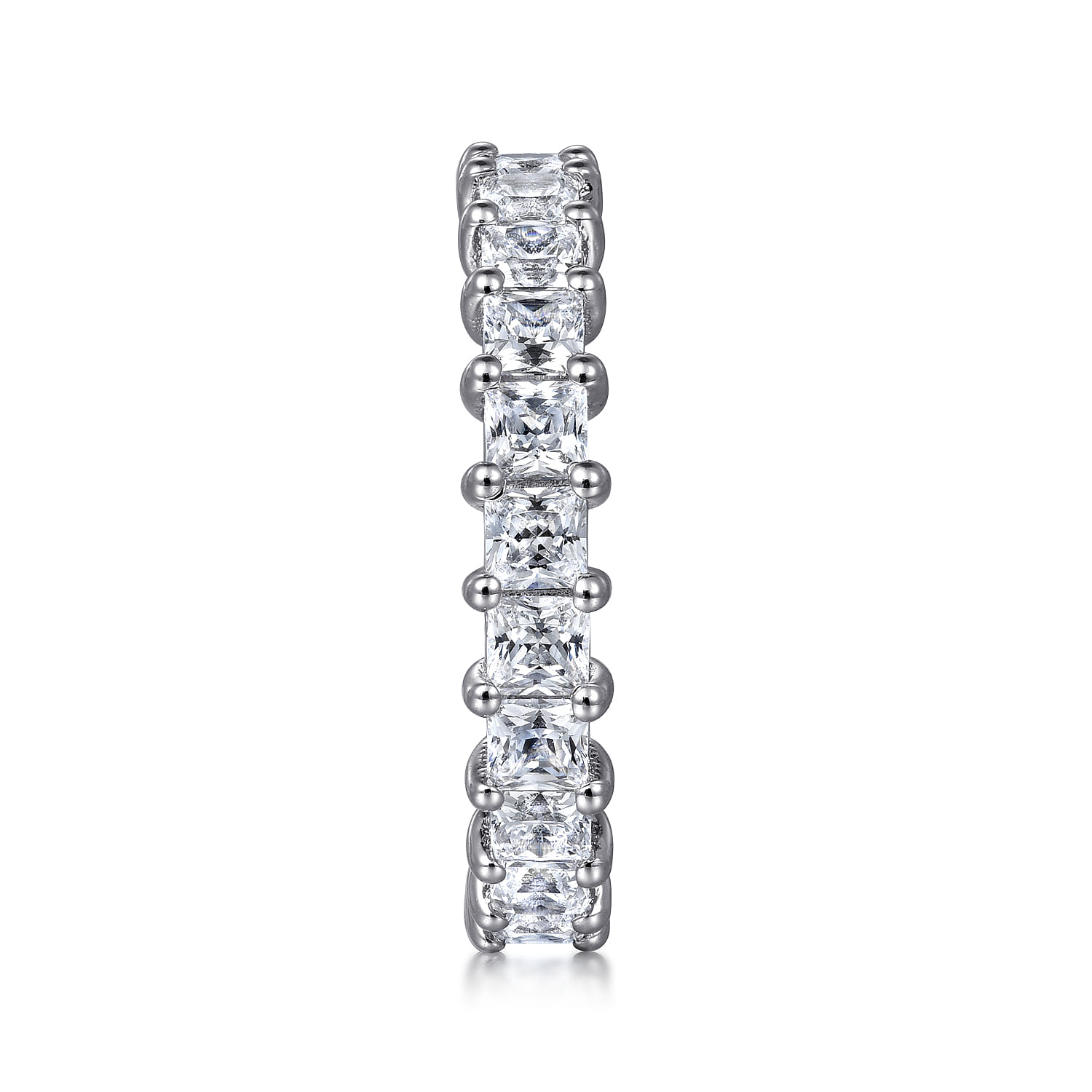 Eternity Band Wedding Ring in 14k White Gold with Princess Cut Natural Diamond at Gabriel & Co. - Shot 4