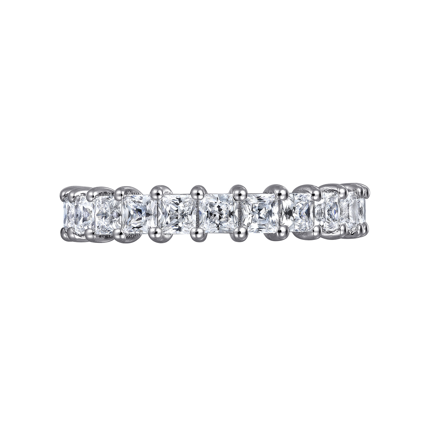Eternity Band Wedding Ring in 14k White Gold with Princess Cut Natural Diamond at Gabriel & Co. - Shot 5