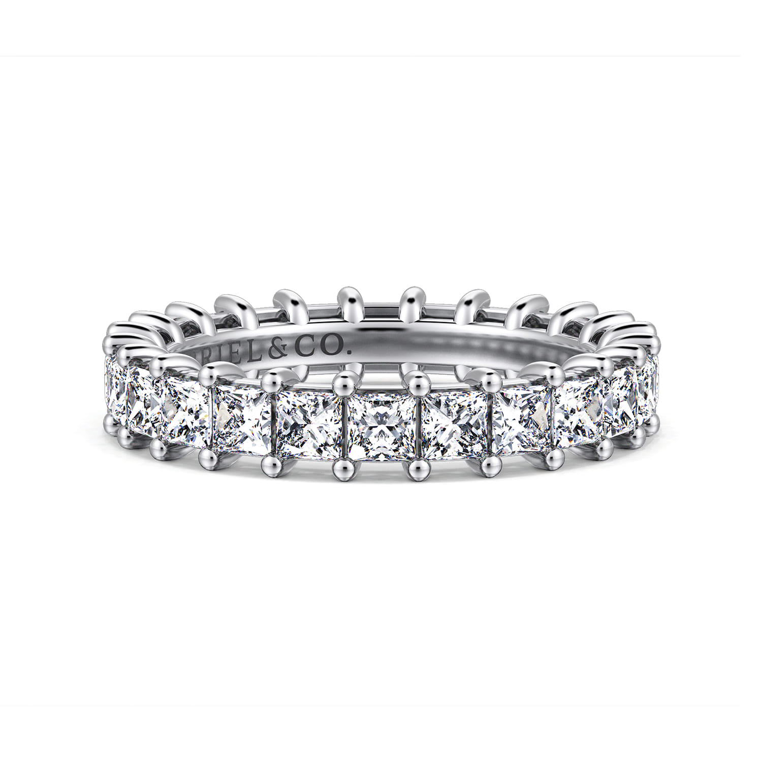 Eternity Band Wedding Ring in 14k White Gold with Princess Cut Natural Diamond at Gabriel & Co. - Shot 1