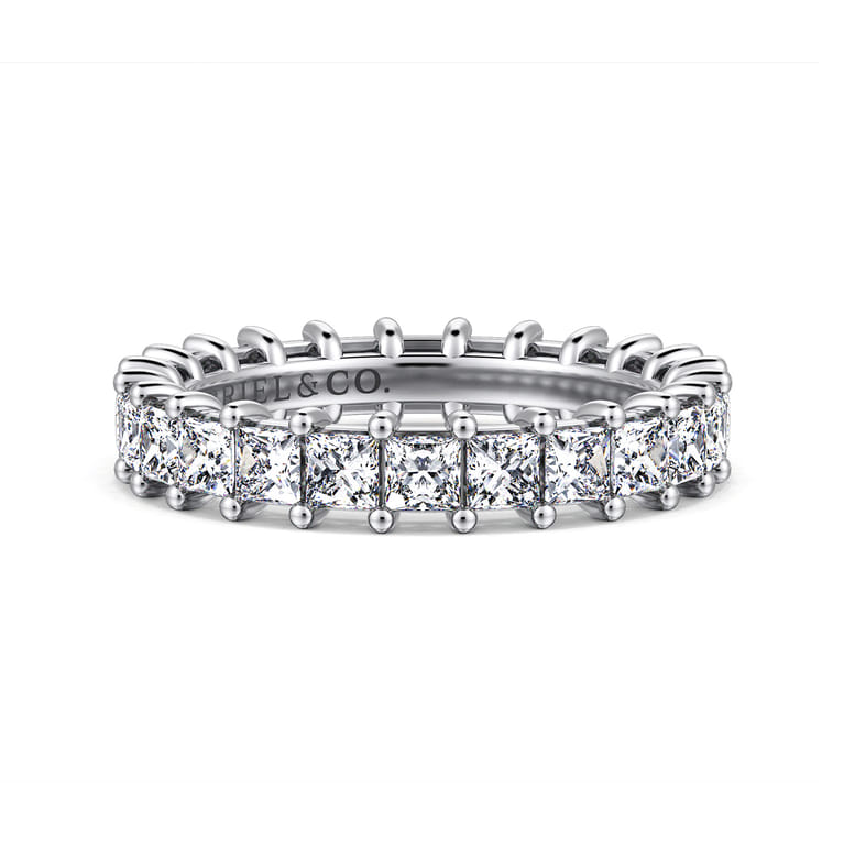 Eternity Band Wedding Ring in 14k White Gold with Princess Cut Natural Diamond at Gabriel & Co. - Shot 1
