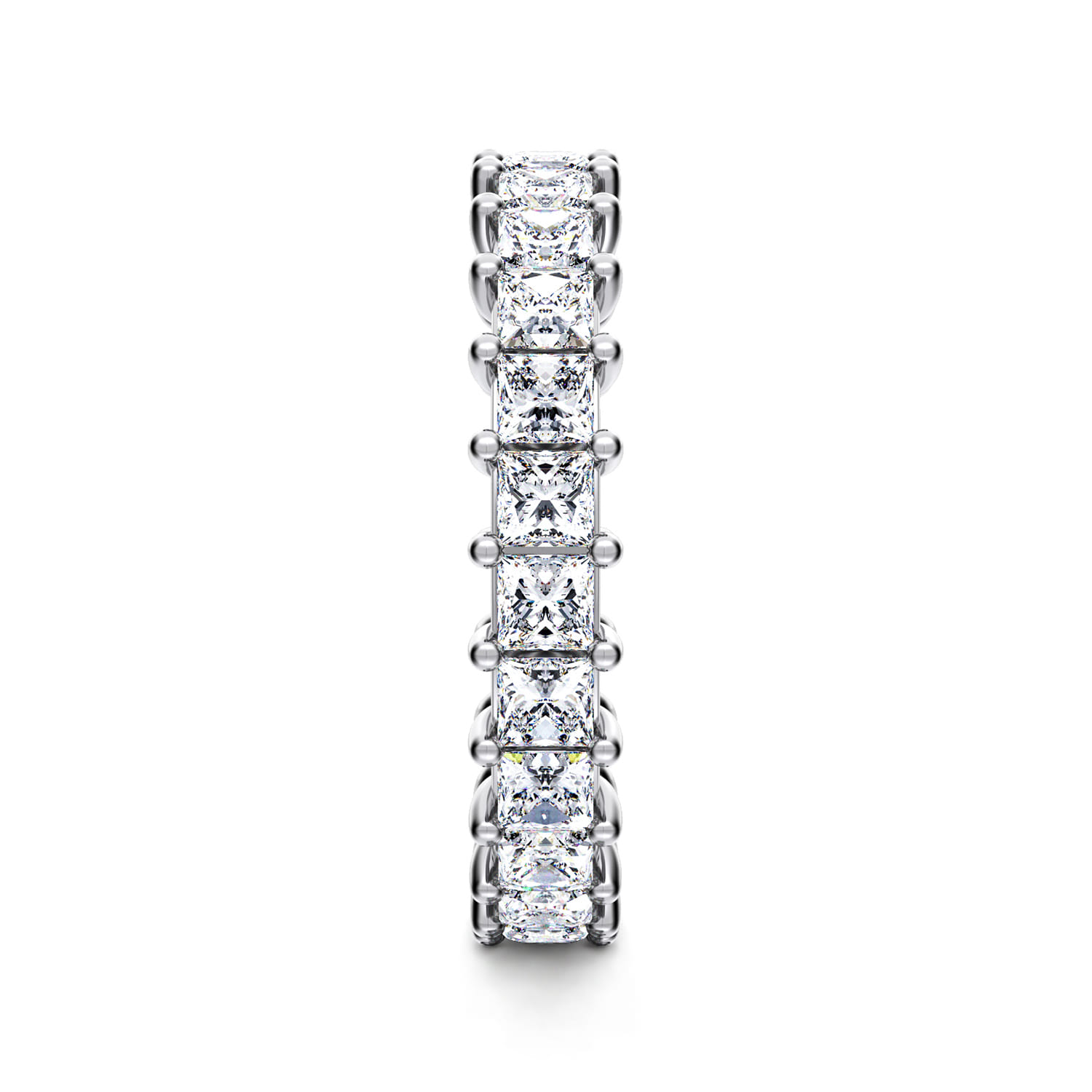 Eternity Band Wedding Ring in 14k White Gold with Princess Cut Natural Diamond at Gabriel & Co. - Shot 4