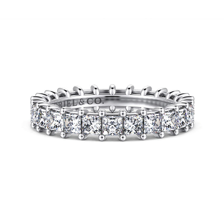 Eternity Band Wedding Ring in 14k White Gold with Princess Cut Natural Diamond at Gabriel & Co. - Shot 1