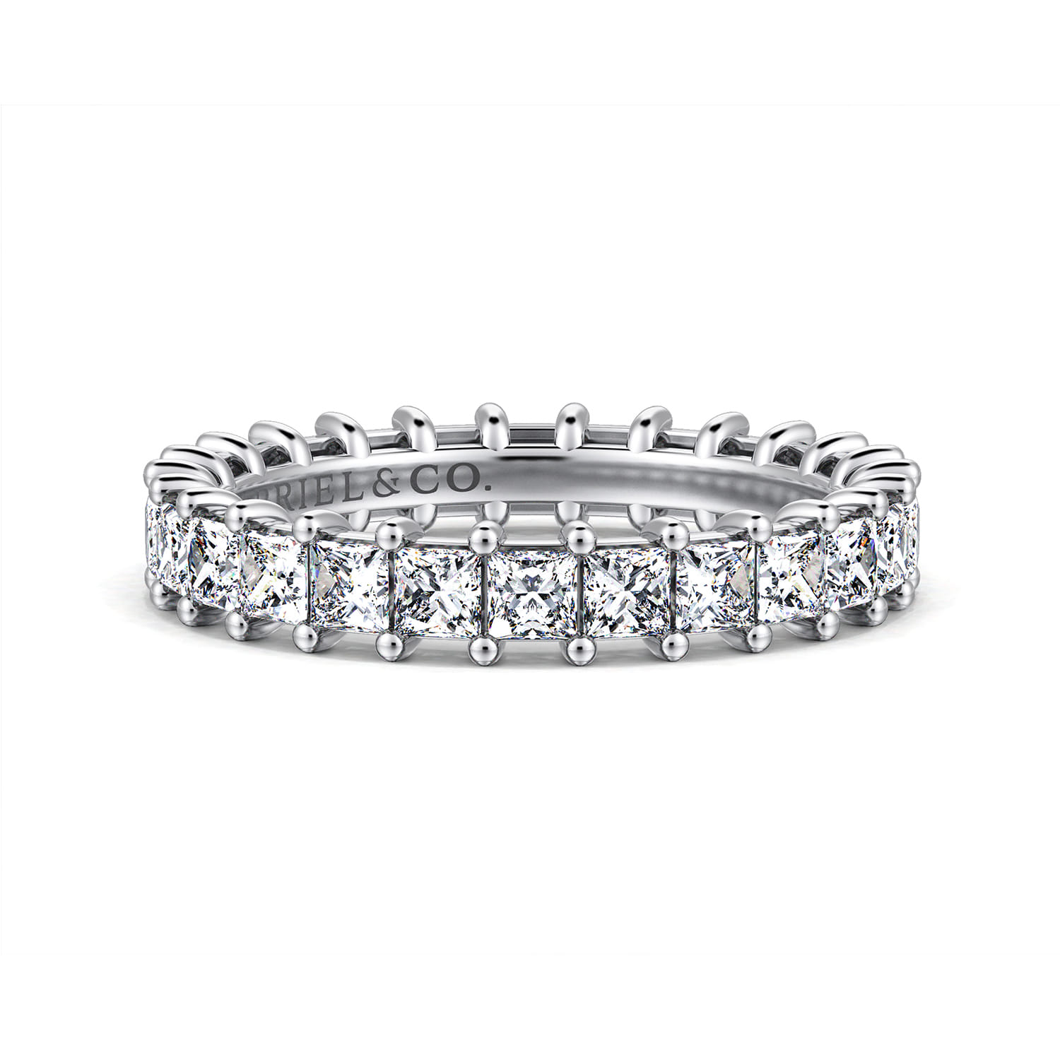 Eternity Band Wedding Ring in 14k White Gold with Princess Cut Natural Diamond at Gabriel & Co. - Shot 1