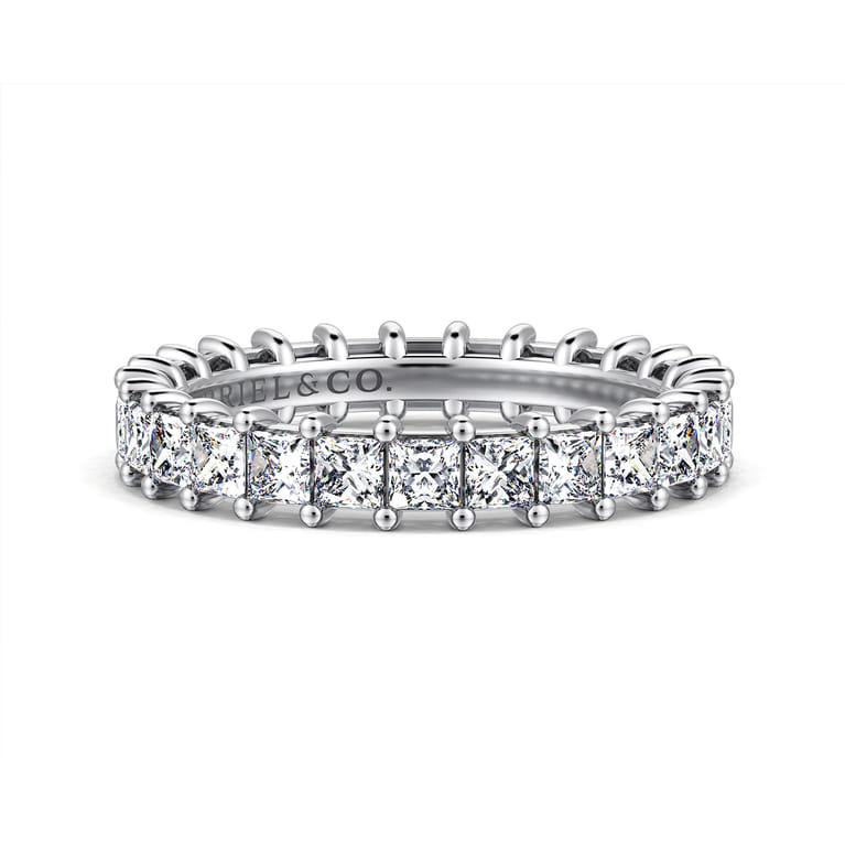 Eternity Band Wedding Ring in 14k White Gold with Princess Cut Natural Diamond at Gabriel & Co. - Shot 1
