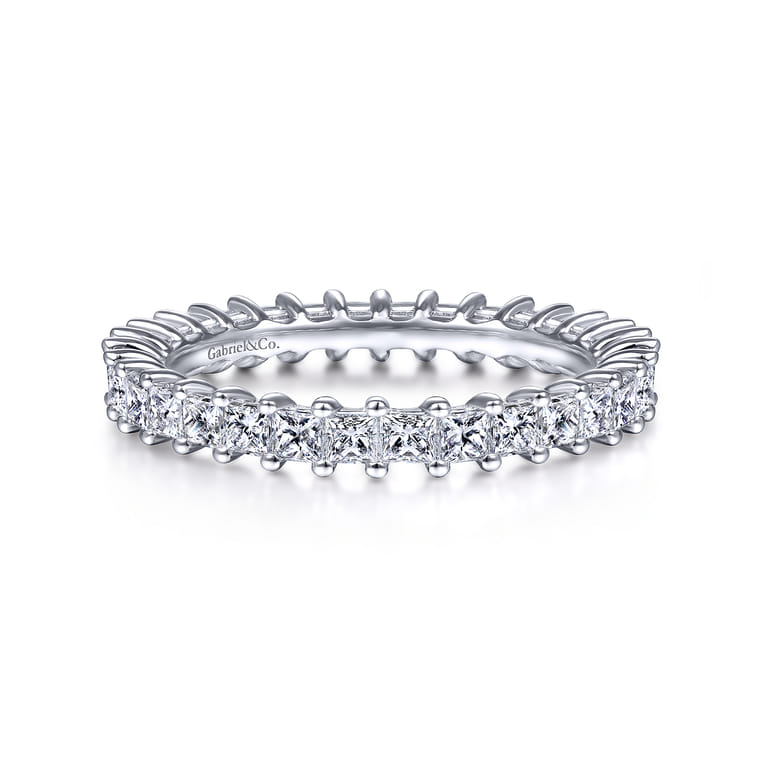 Eternity Band Wedding Ring in 14k White Gold with Princess Cut Natural Diamond at Gabriel & Co. - Shot 1