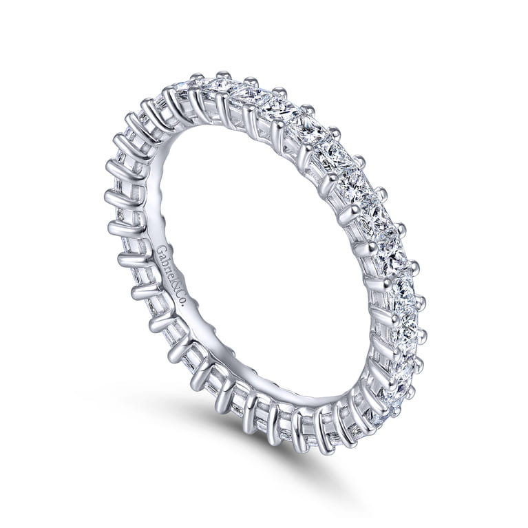 Eternity Band Wedding Ring in 14k White Gold with Princess Cut Natural Diamond at Gabriel & Co. - Shot 3