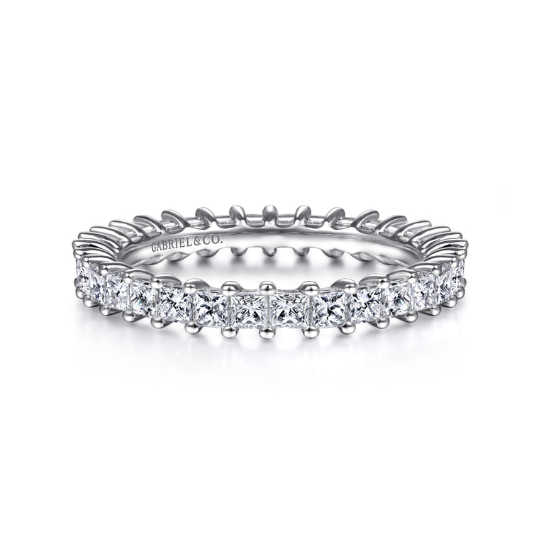 Eternity Band Wedding Ring in 14k White Gold with Princess Cut Natural Diamond at Gabriel & Co. - Shot 1