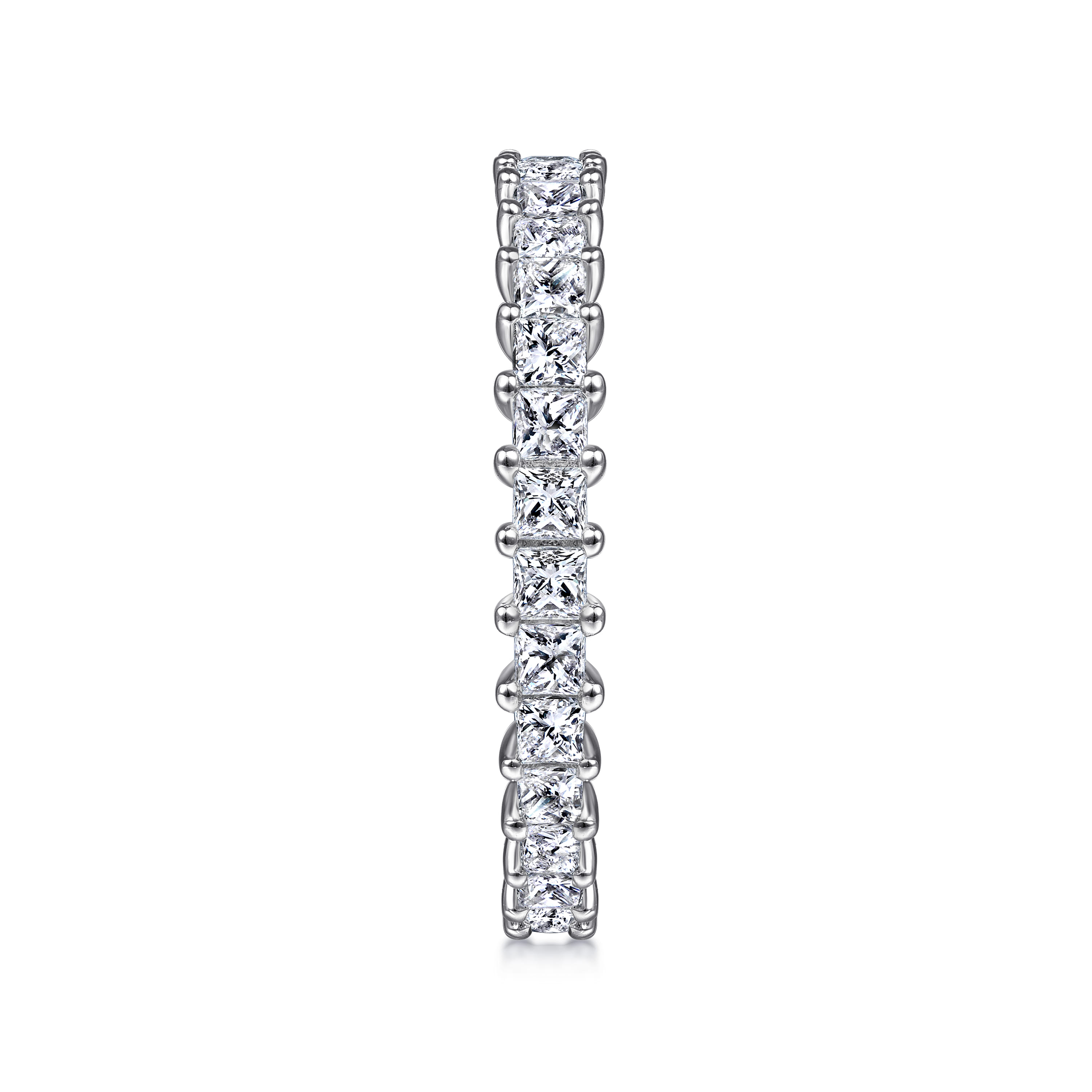 Eternity Band Wedding Ring in 14k White Gold with Princess Cut Natural Diamond at Gabriel & Co. - Shot 4