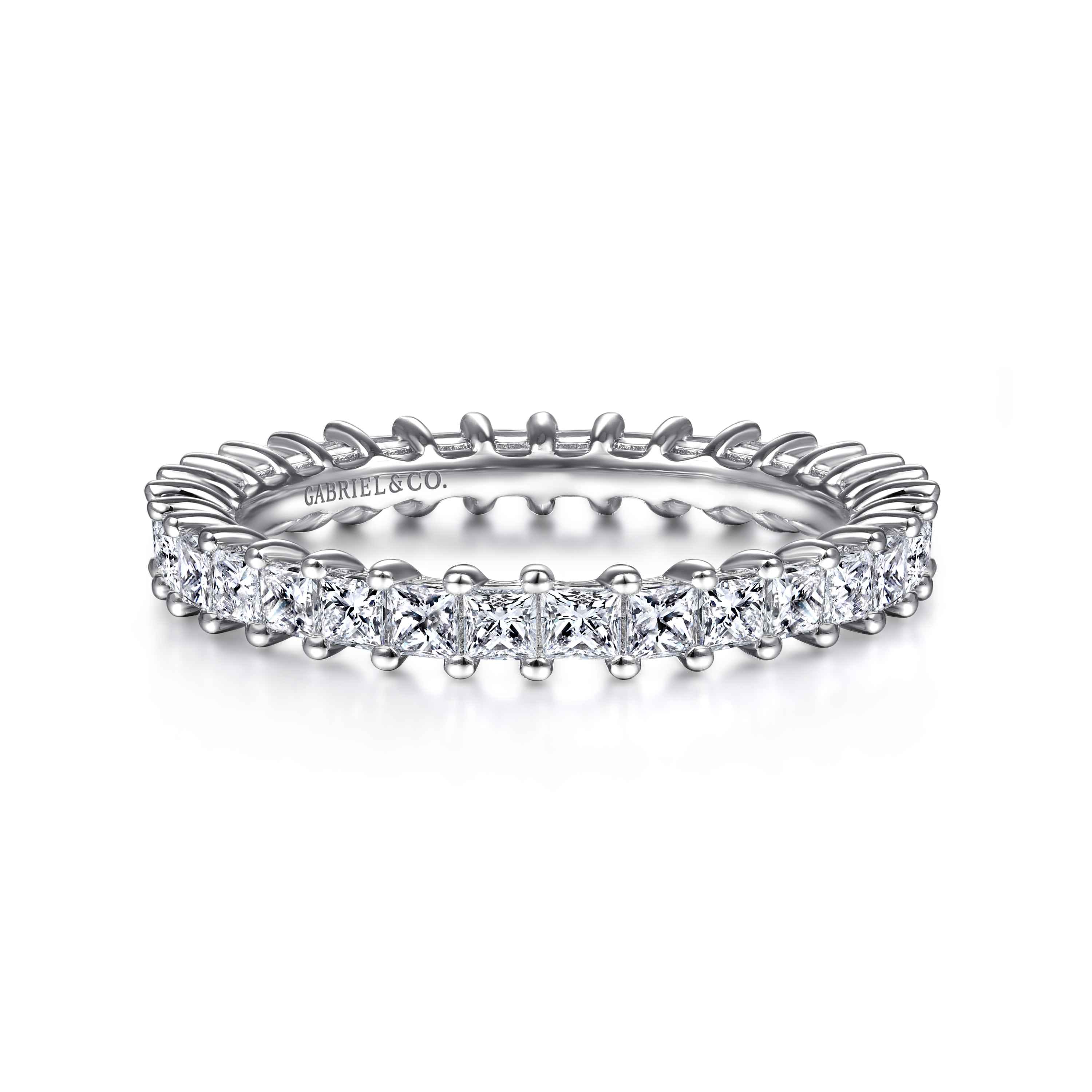 Eternity Band Wedding Ring in 14k White Gold with Princess Cut Natural Diamond at Gabriel & Co. - Shot 1