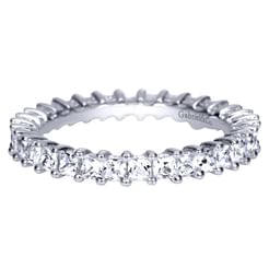 14K White Gold Princess Cut Shared Prong Diamond Eternity Band