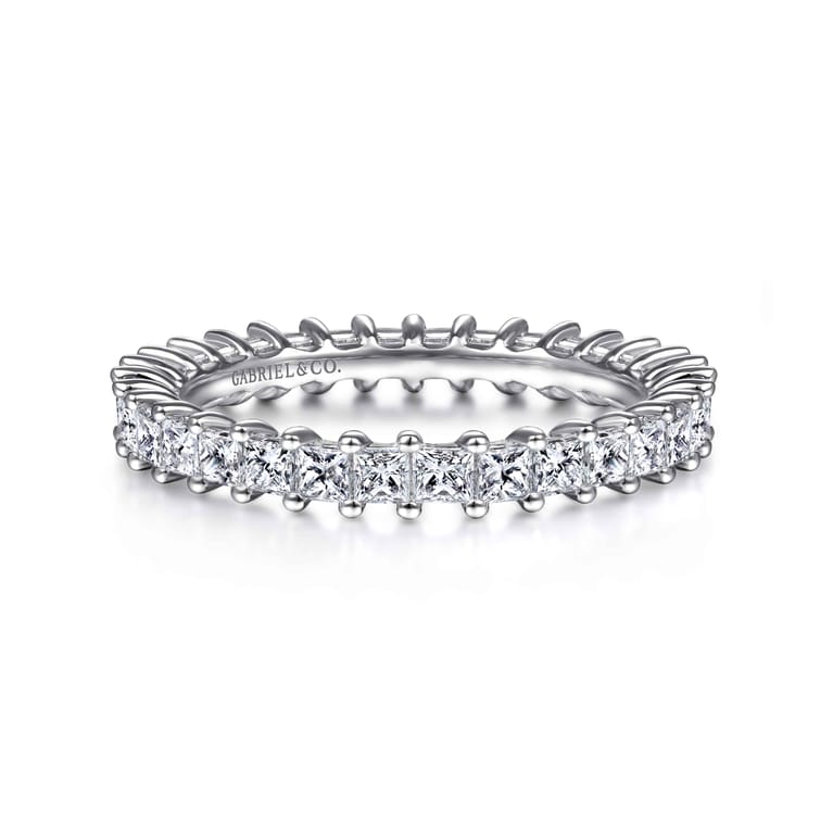 Eternity Band Wedding Ring in 14k White Gold with Princess Cut Natural Diamond at Gabriel & Co. - Shot 1