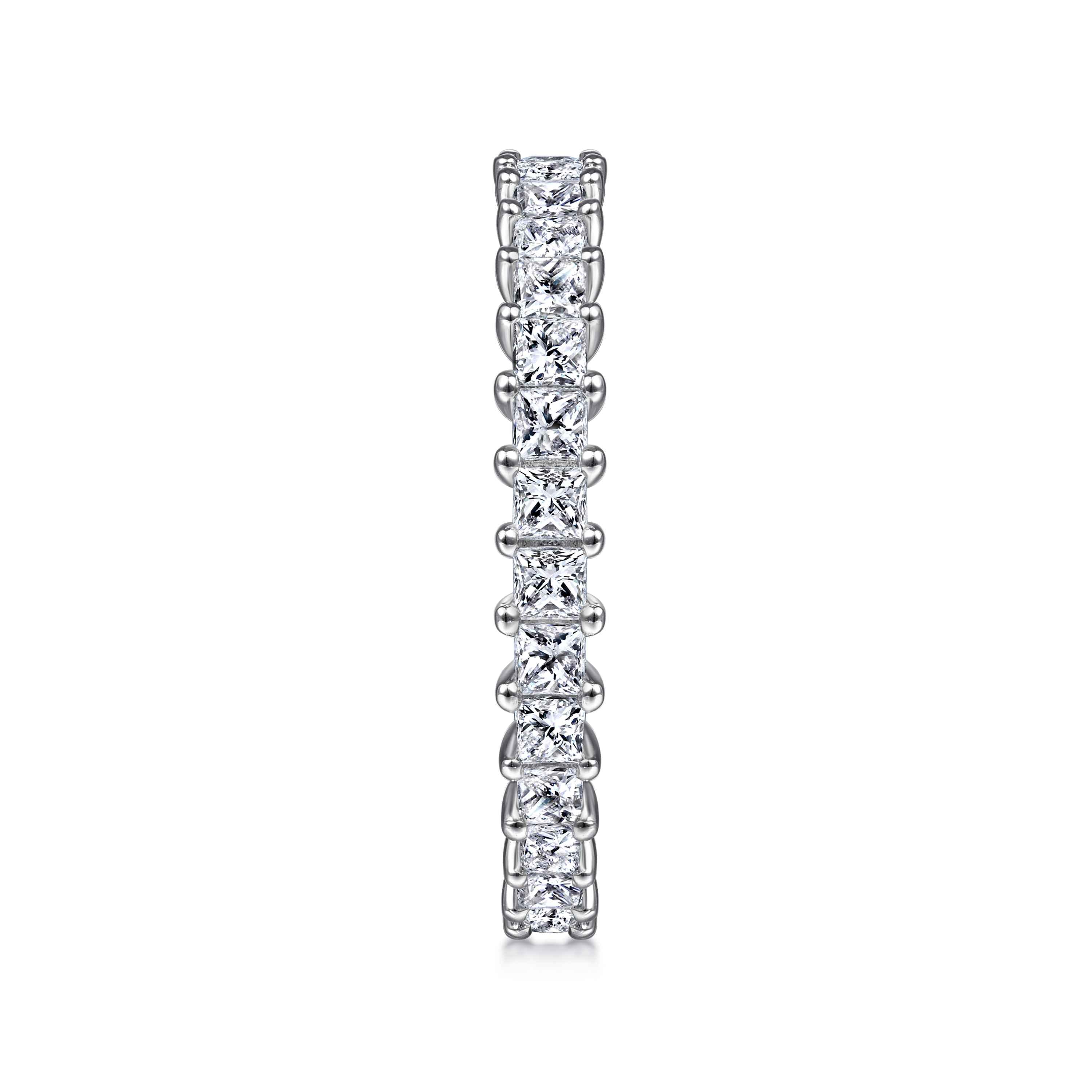 Eternity Band Wedding Ring in 14k White Gold with Princess Cut Natural Diamond at Gabriel & Co. - Shot 4