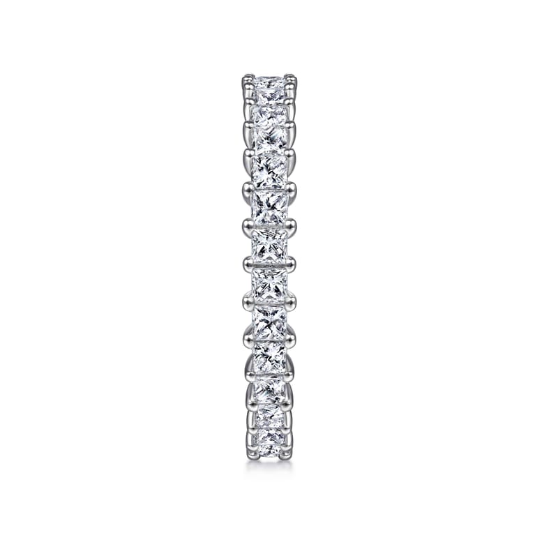 Eternity Band Wedding Ring in 14k White Gold with Princess Cut Natural Diamond at Gabriel & Co. - Shot 4