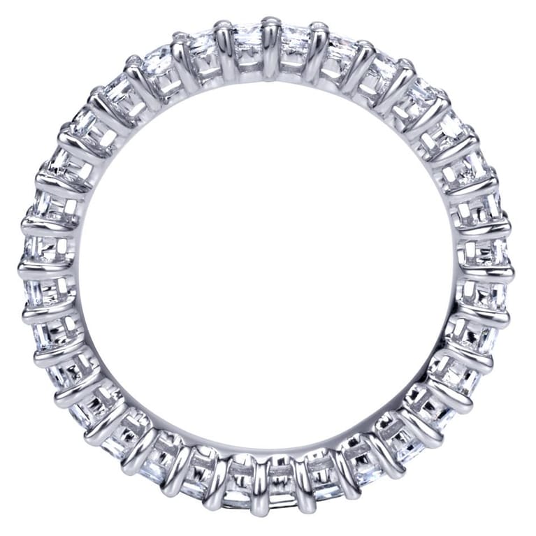 Eternity Band Wedding Ring in 14k White Gold with Princess Cut Natural Diamond at Gabriel & Co. - Shot 2