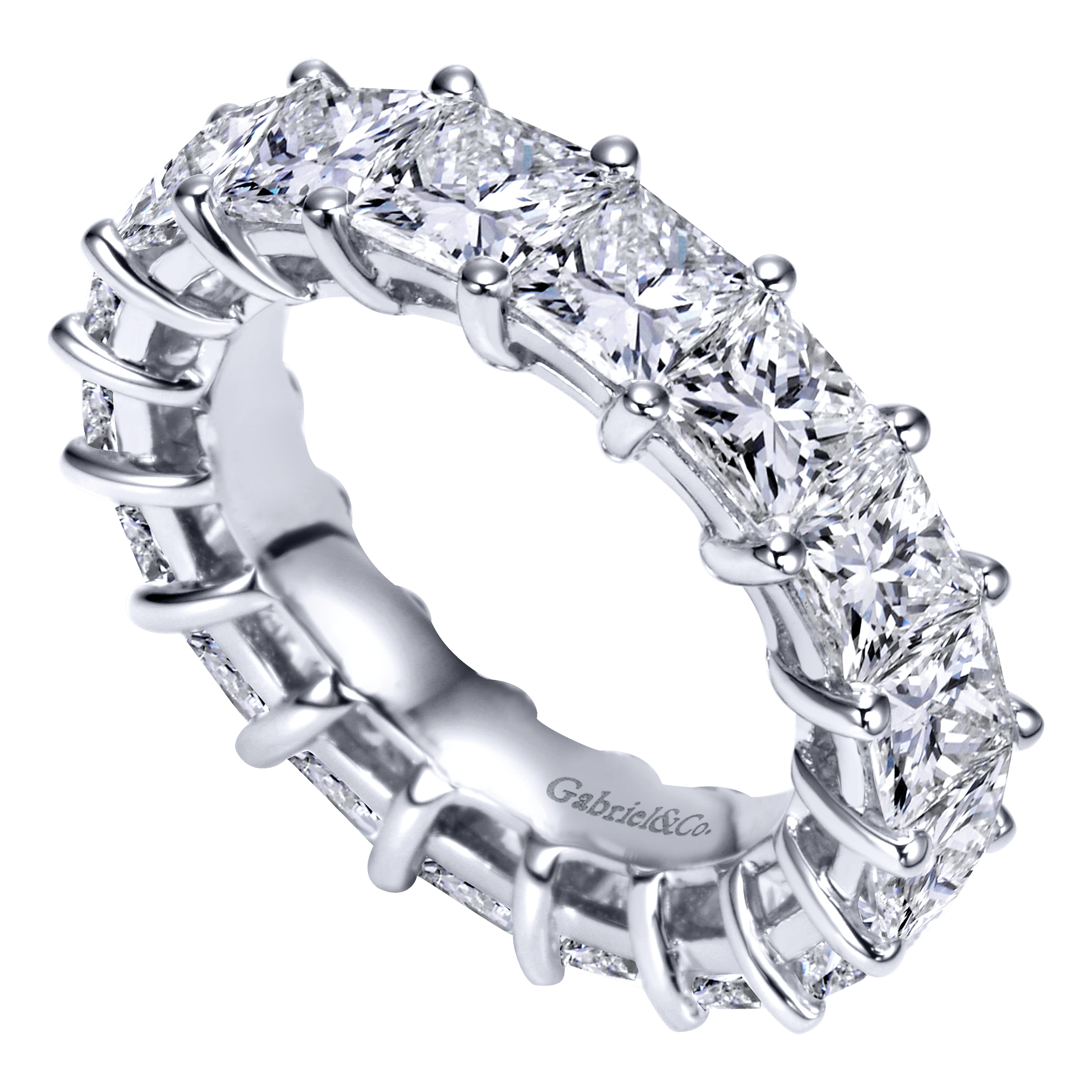 Eternity Band Wedding Ring in 14k White Gold with Princess Cut Natural Diamond at Gabriel & Co. - Shot 3