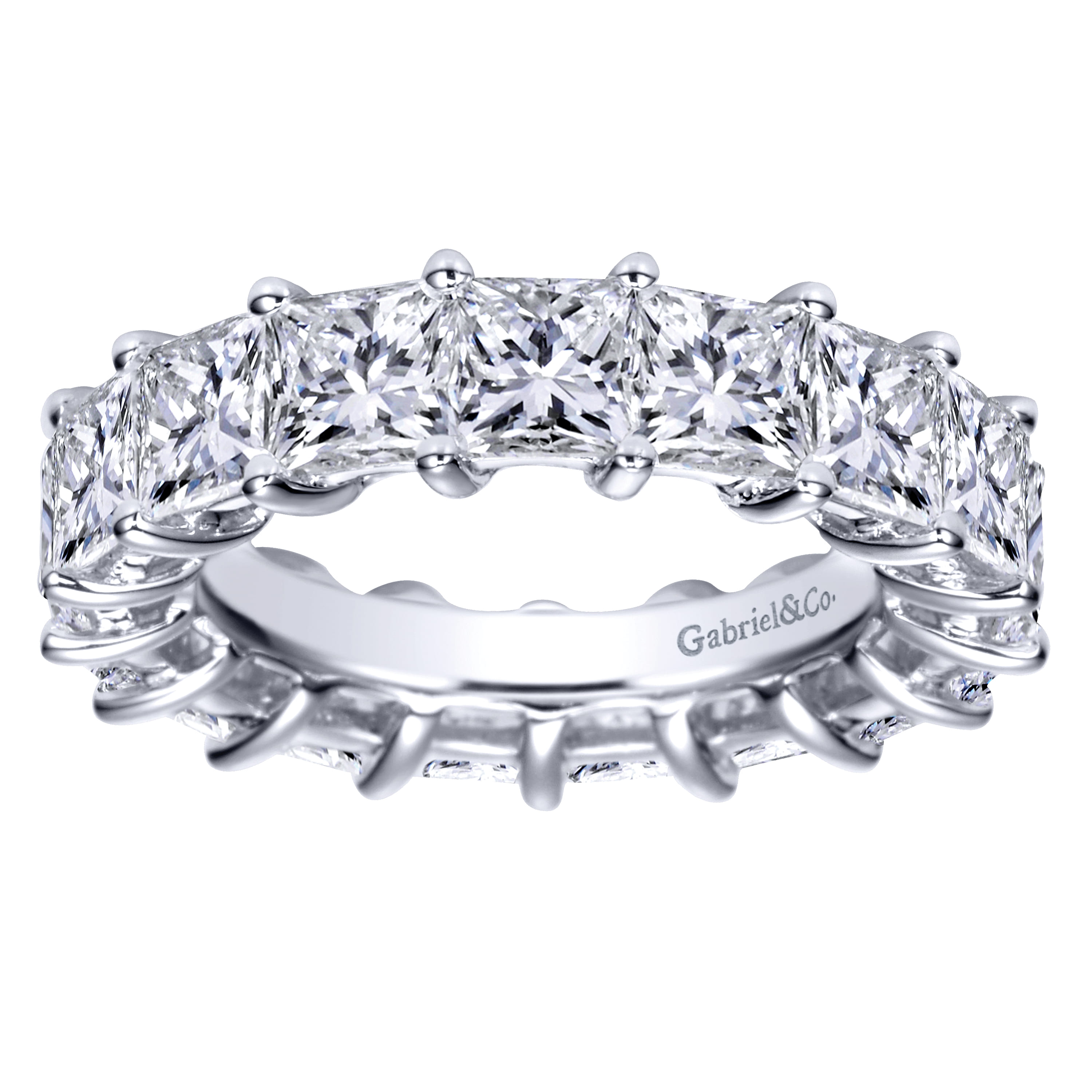 Eternity Band Wedding Ring in 14k White Gold with Princess Cut Natural Diamond at Gabriel & Co. - Shot 4