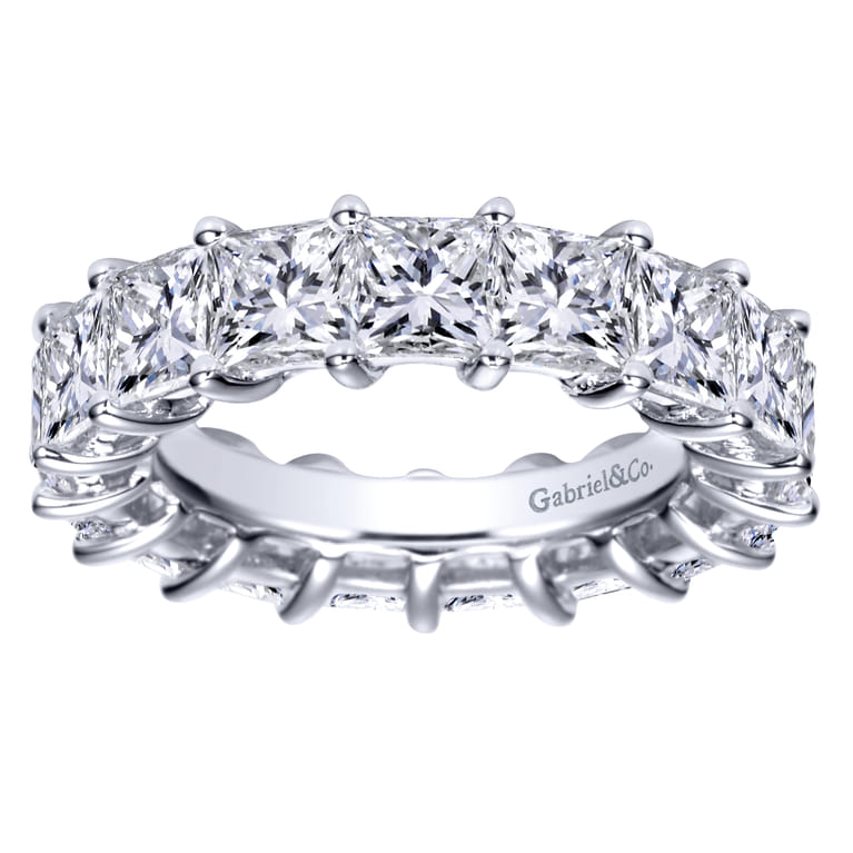 Eternity Band Wedding Ring in 14k White Gold with Princess Cut Natural Diamond at Gabriel & Co. - Shot 4