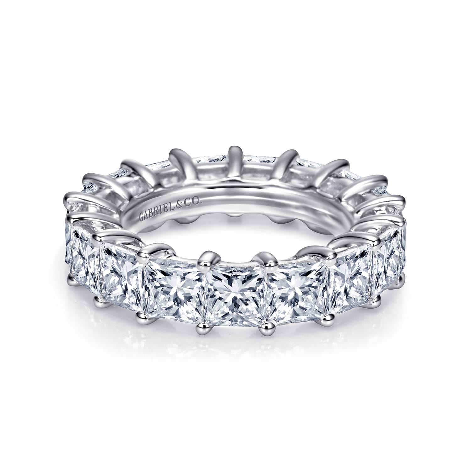Eternity Band Wedding Ring in 14k White Gold with Princess Cut Natural Diamond at Gabriel & Co. - Shot 1