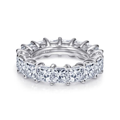 14K White Gold Princess Cut Shared Prong Diamond Eternity Band