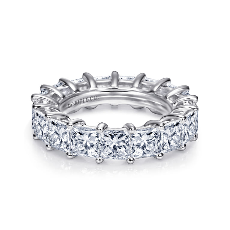 Eternity Band Wedding Ring in 14k White Gold with Princess Cut Natural Diamond at Gabriel & Co. - Shot 1