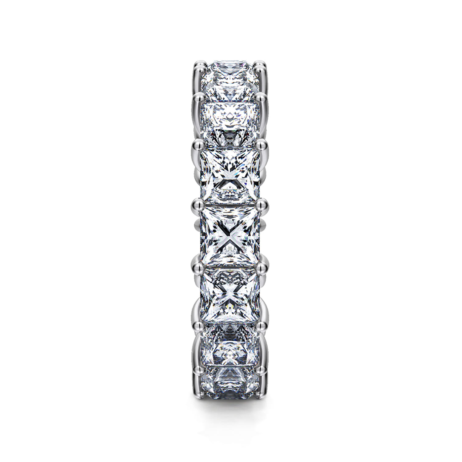 Eternity Band Wedding Ring in 14k White Gold with Princess Cut Natural Diamond at Gabriel & Co. - Shot 4