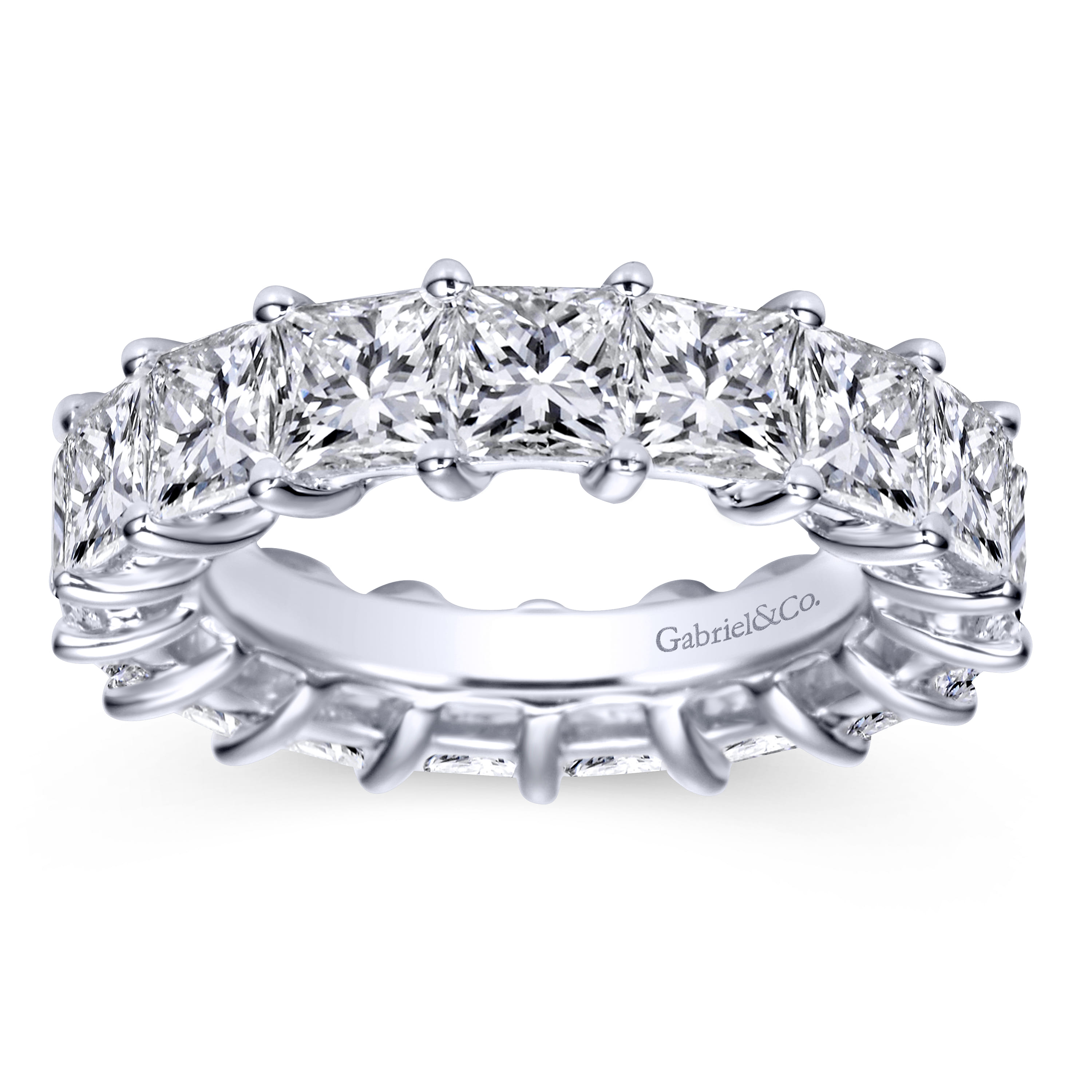 Eternity Band Wedding Ring in 14k White Gold with Princess Cut Natural Diamond at Gabriel & Co. - Shot 5