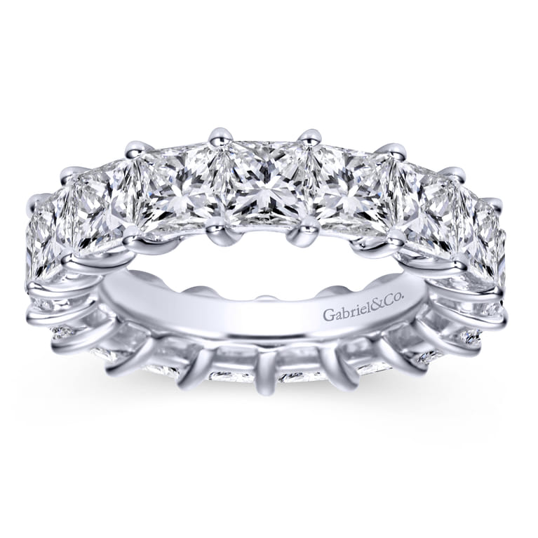 Eternity Band Wedding Ring in 14k White Gold with Princess Cut Natural Diamond at Gabriel & Co. - Shot 5